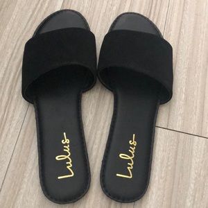 Lulus black suede sliders
